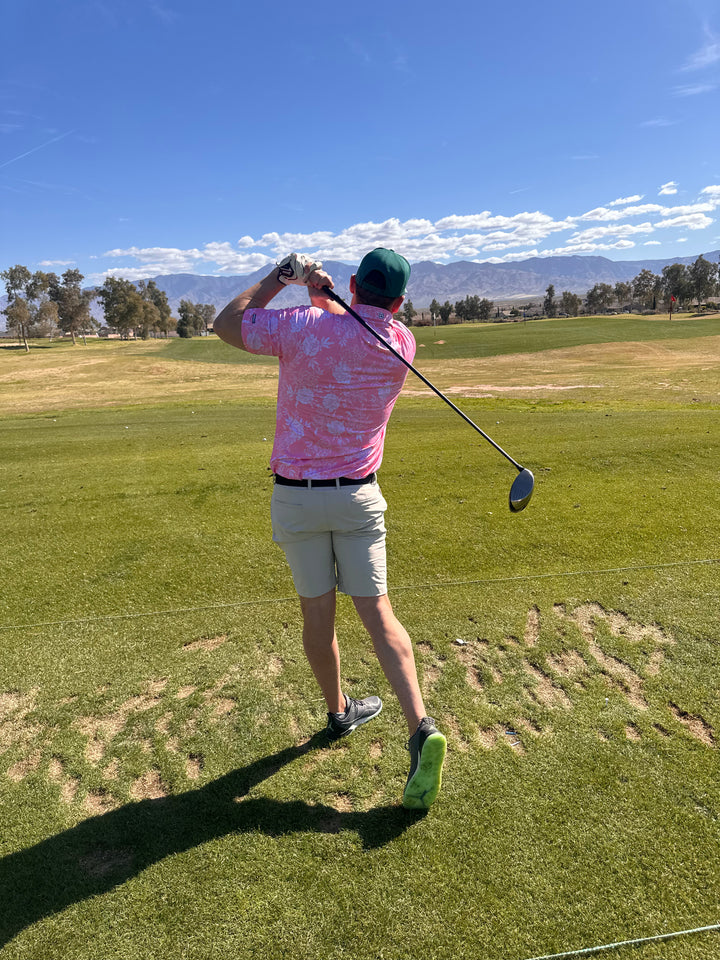 Pretty in Pink (Mens Pink Golf Shirt)