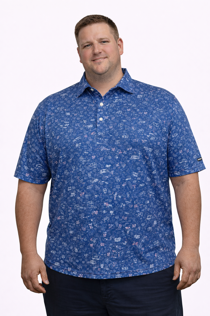 5 Par Draw (Blue Mens Golf Shirt)